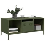 vidaXL Table basse vert olive 101 5x50x43 5 cm acier laminé à froid