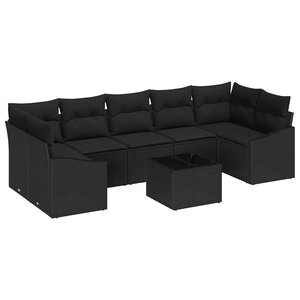 vidaXL Ensemble de canapé de jardin 8 Pièces Noir 55 x 55 x 37 cm