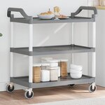 vidaXL Chariot à 3 niveaux gris 99x50x96 cm aluminium