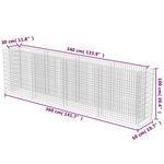 vidaXL Lit surélevé à gabion Acier galvanisé 360x50x100 cm