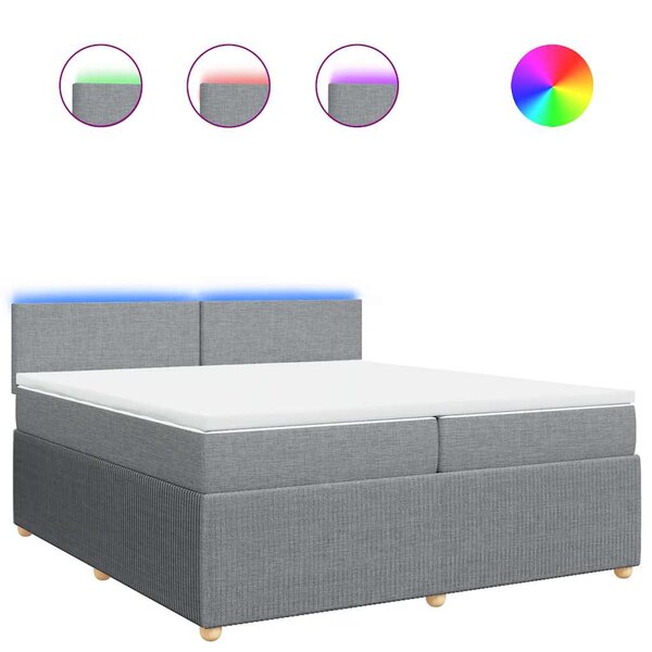 vidaXL Sommier à lattes de lit avec matelas Gris clair 200x200cm Tissu