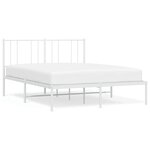 vidaXL Cadre de lit métal sans matelas et tête de lit blanc 160x200 cm