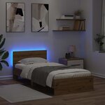 vidaXL Cadre de lit avec bandes LED Chêne artisanal Bois d'ingénierie