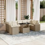 vidaXL Salon de jardin avec coussins 8 Pièces beige résine tressée