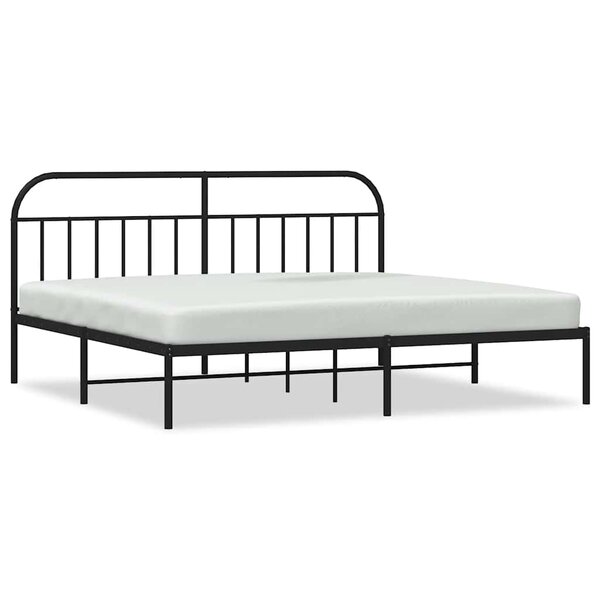 vidaXL Cadre de lit métal sans matelas avec tête de lit noir 193x203cm