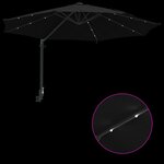 vidaXL Parasol mural de jardin avec LEDs Noir 248 cm