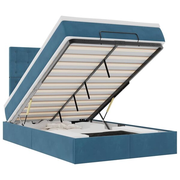 vidaXL Cadre de lit ottoman avec matelas bleu foncé 120x200 cm velours