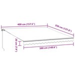 vidaXL Auvent manuel rétractable avec LED bordeaux 400x350 cm