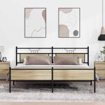 vidaXL Cadre de lit en métal sans matelas chêne sonoma 193x203 cm