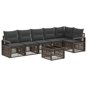 vidaXL Ensemble de canapé de jardin 7 Pièces Gris polyrotin