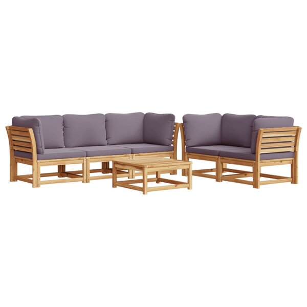 vidaXL Salon de jardin 6 Pièces avec coussins bois d'acacia solide