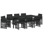 vidaXL Ensemble de salle à manger pour jardin 9 Pièces Noir polyrotin