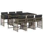 vidaXL Ensemble à manger de jardin et coussins 7 Pièces gris rotin