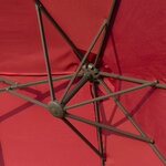 Parasol de jardin XXL dim. 4 6L x 2 7l x 2 4H m ouverture fermeture manivelle pied & contrepoids inclus acier polyester haute densité bordeaux