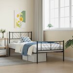 vidaXL Cadre de lit métal sans matelas avec pied de lit noir 90x190 cm