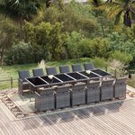 vidaXL Ensemble à manger de jardin coussins 13 Pièces Résine tressée Gris
