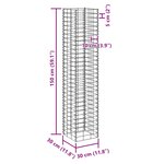 vidaXL Lits surélevés en gabion 3 Pièces 30x30x150 cm Fer