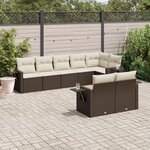 vidaXL Salon de jardin 8 Pièces avec coussins marron résine tressée