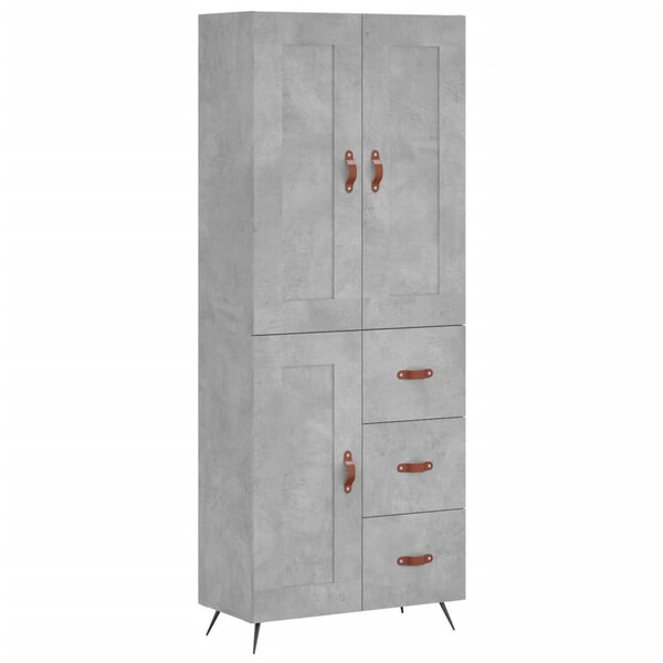 vidaXL Buffet haut Gris béton 69 5x34x180 cm Bois d'ingénierie