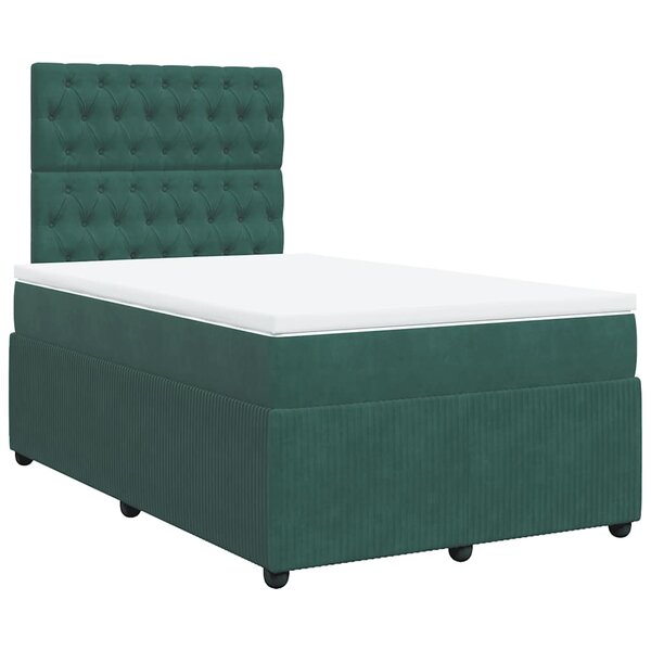 vidaXL Sommier à lattes de lit et matelas Vert foncé 120x200cm Velours