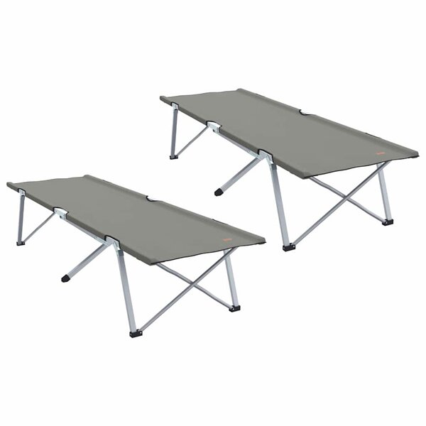 vidaXL Lit de camping pliant 2 Pièces Gris 62 x 194 x 42 cm Tissu Oxford