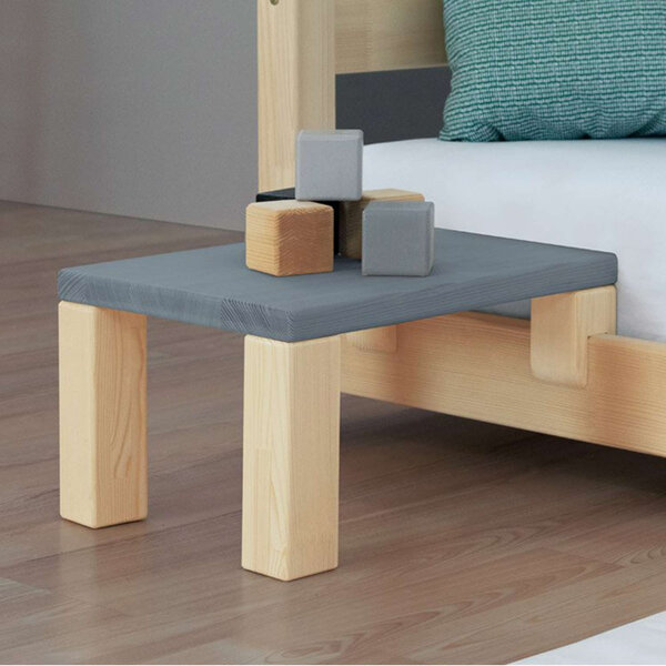 Table de chevet à fixer sur le lit - Gris et bois naturel - 33 x 32 x 41 cm