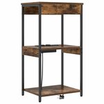 vidaXL Table de nuit avec station de chargement Chêne fumé