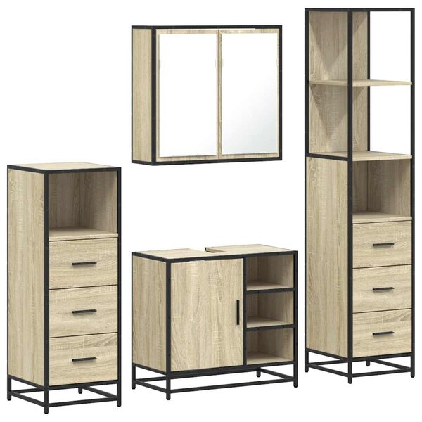 vidaXL Ensemble de meubles de salle de bain 4 Pièces chêne sonoma