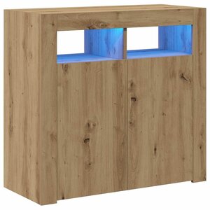 vidaXL Buffet avec lumières LED chêne artisanal bois d'ingénierie