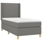 vidaXL Sommier à lattes de lit matelas LED Gris foncé 90x200cm Tissu