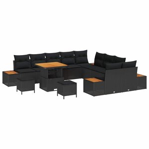 vidaXL Ensemble de canapé de jardin avec coussin Noir Poly rotin