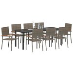 vidaXL Ensemble de salle à manger pour jardin 9 Pièces Gris polyrotin