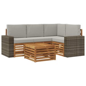 vidaXL Ensemble de canapés d'extérieur 5 pc Naturel et gris clair