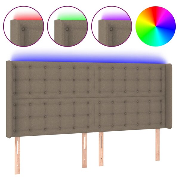 vidaXL Tête de lit à LED Taupe 183x16x118/128 cm Tissu