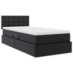 vidaXL Lit avec rangement et LED Noir 90 x 200 cm Cuir synthétique