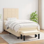 vidaXL Sommier à lattes de lit avec matelas Crème 100x200 cm Tissu