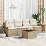 vidaXL Ensemble de canapé de jardin avec coussin 5 Pièces Beige et crème