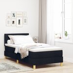 vidaXL lit à ressort avec matelas & LED noir 90x200 cm tissu