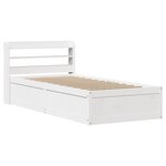 vidaXL Cadre de lit avec tête de lit blanc 75x190cm bois de pin massif
