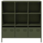 vidaXL Buffet haut vert olive 101 5x39x103 5 cm acier
