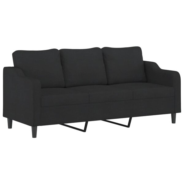 vidaXL Canapé à 3 places Noir 180 cm Tissu