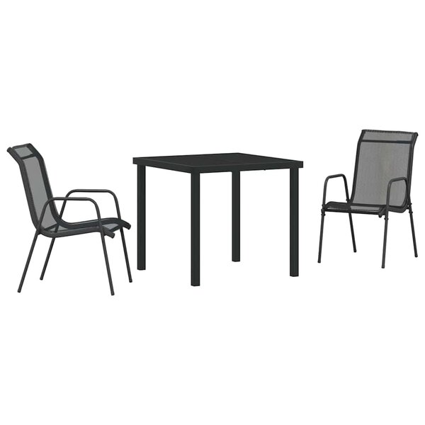 vidaXL Ensemble de salle à manger pour jardin 3 Pièces Noir