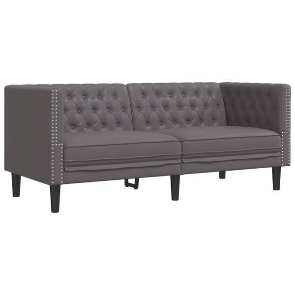 vidaXL Canapé à 2 places Chesterfield gris similicuir