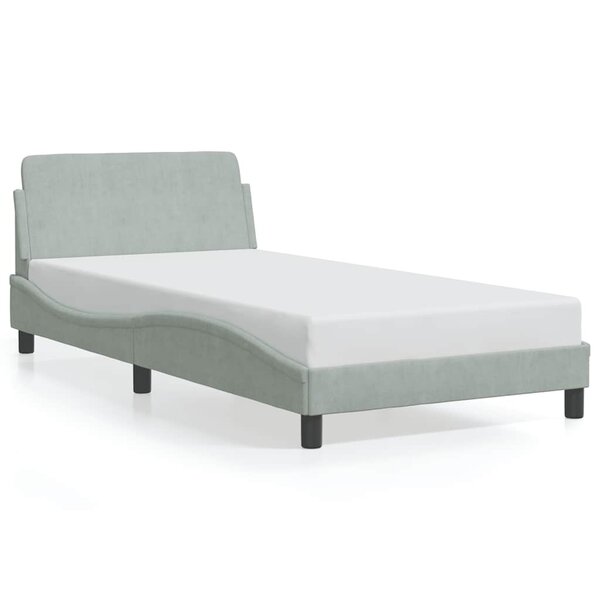 vidaXL Cadre de lit Dover gris clair 100x190 cm velours
