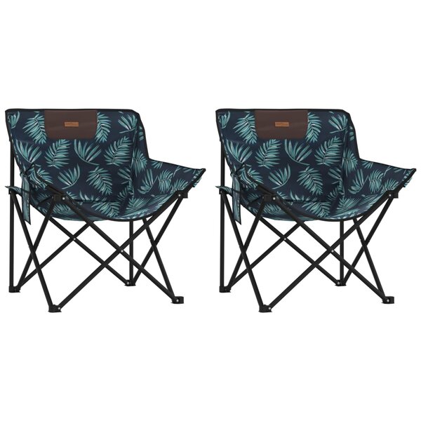 vidaXL Chaise de camping avec poche pliable lot de 2 motif de feuille