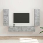 vidaXL Ensemble meuble TV 4 Pièces Gris béton Bois d'ingénierie