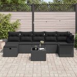 vidaXL Ensemble de canapé de jardin avec coussin 8 Pièces Noir Poly rotin