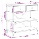 vidaXL Table console bois ancien 75x34.5x75 cm Bois reconstitué