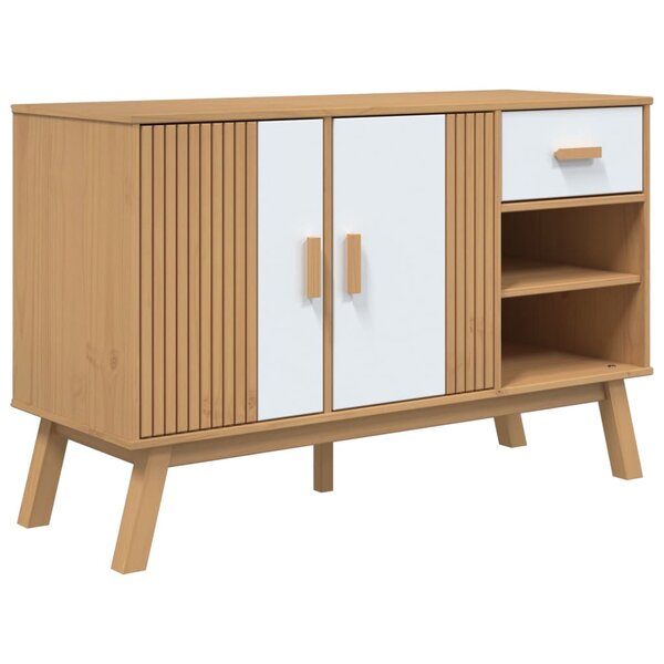 vidaXL Buffet OLDEN blanc et marron 114x43x73 5 cm bois massif de pin