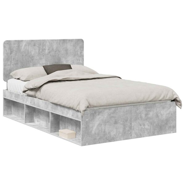 vidaXL Cadre de lit Béton 120 x 190 cm Bois de pin massif